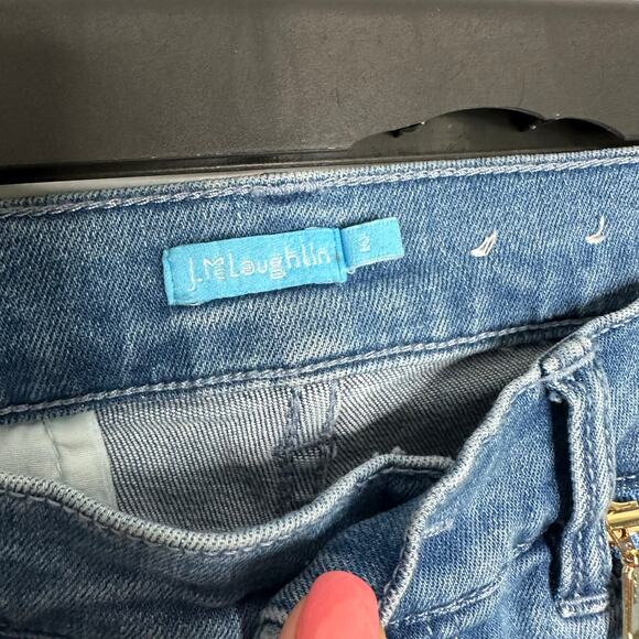 J. McLaughlin Women's Medium Wash Yara Zipper Pocket Straight Leg Jeans 2 - Picture 6 of 11